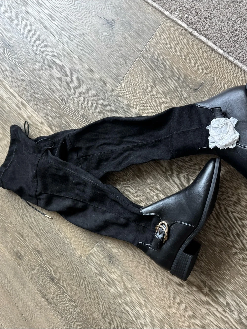 Shoe Dazzle Black Over-the-Knee Suede-Look Boots NWOT size 8